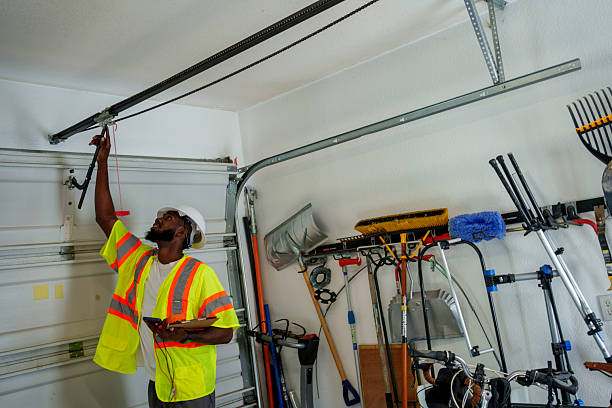 Professional Garage Door Installation technician working in August, CA